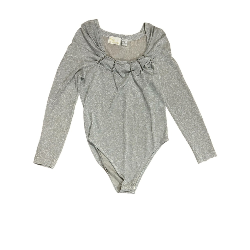 Nina Austin Vintage Silver Metallic Bodysuit Sz L
